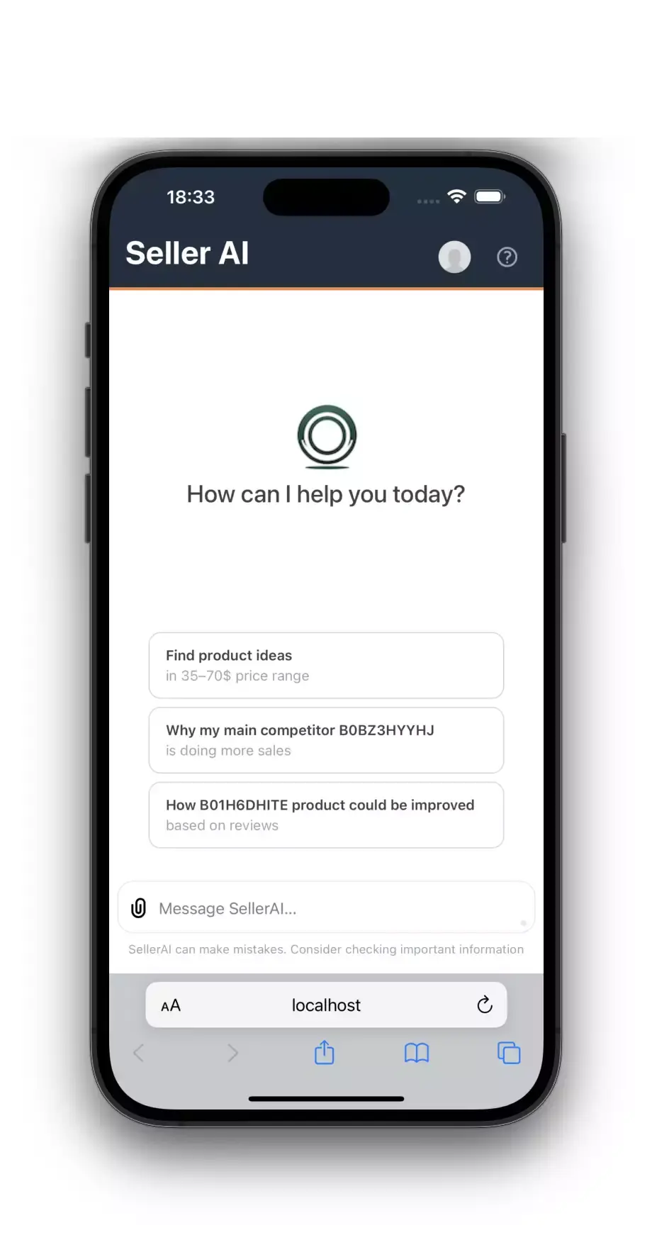 Overview of SellerAI interface