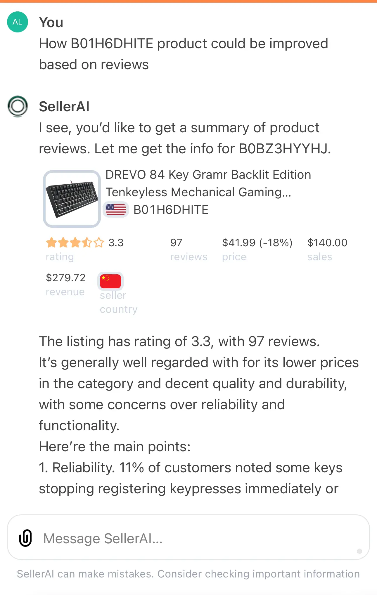Get insights from reviews
